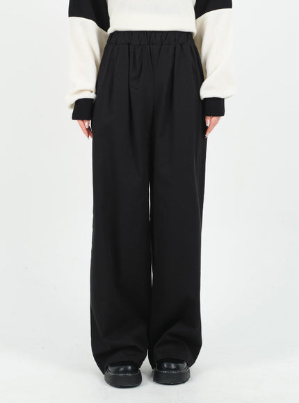 Mid-rise Wide Banded Cotton Pants CA08