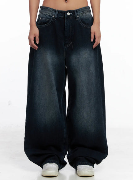 rm-washed-wide-leg-jeans-cs522 / Dark blue
