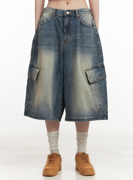 cargo-bermuda-denim-shorts-cf514 / Dark blue
