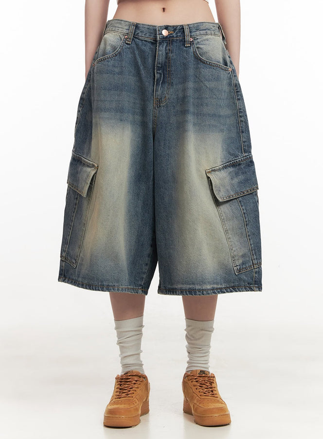 cargo-bermuda-denim-shorts-cf514 / Dark blue