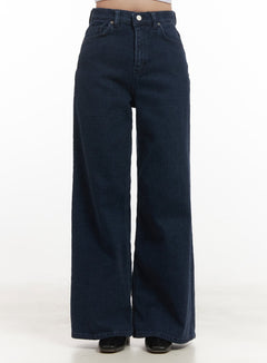 jasmine-fleece-lined-wide-leg-jeans-cj515 / Dark blue