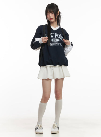 Graphic V-Neck Track Sweatshirt CF519