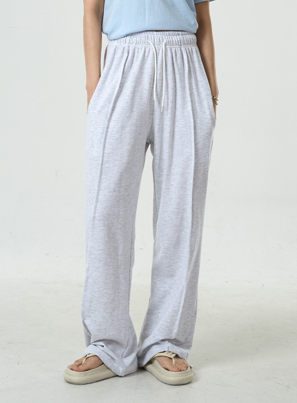 Pin-tuck Wide Leg Sweat Pants CU7