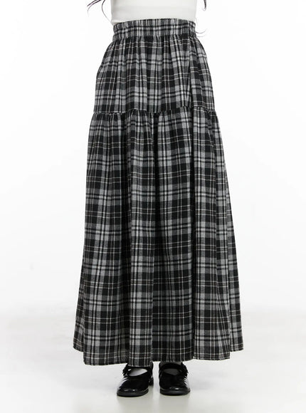 plaid-frill-maxi-skirt-cn527
