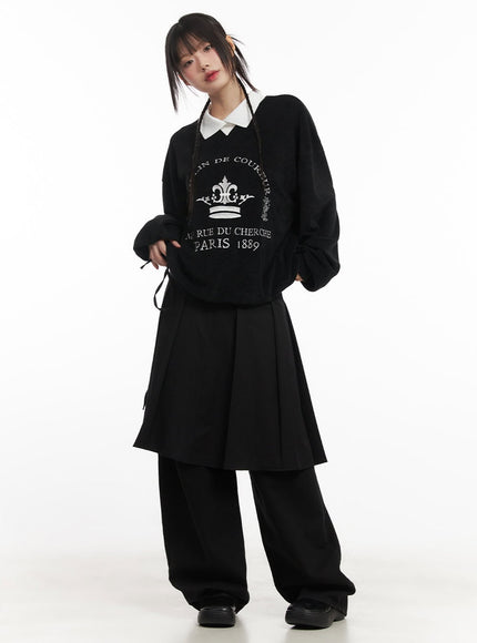 Embroidered Graphic Oversize Collared Sweatshirt CF518