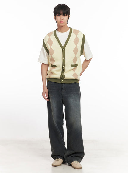 Men's Argyle V-Neck Sweater Vest IA511