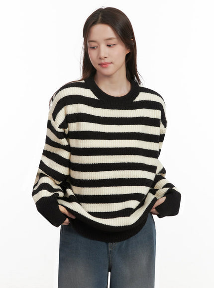 Cozy Striped Oversized Sweater IJ510