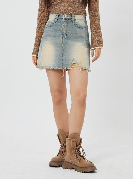 High Waist Denim Mini Skirt CF315
