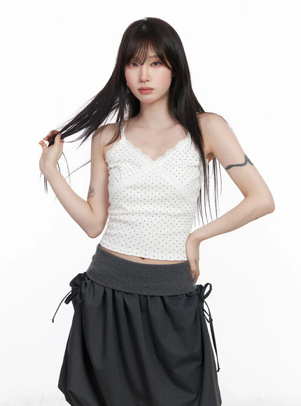 lace-trim-polka-dot-crop-sleeveless-top-cf523