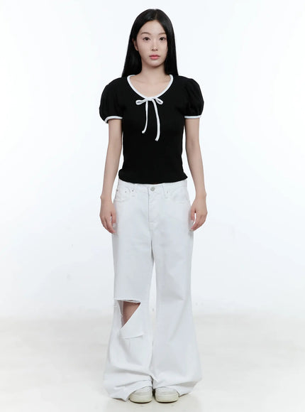 puff-sleeve-ribbon-tie-top-cl530