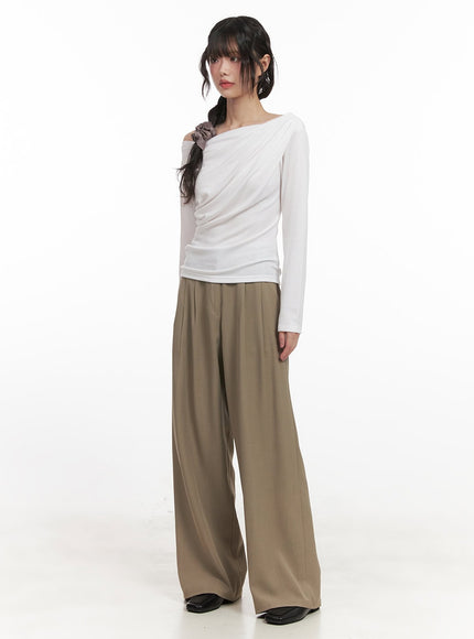 Pintuck Relaxed-Fit Slacks CJ528