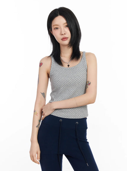 polka-dot-sleeveless-top-cf526 / Gray
