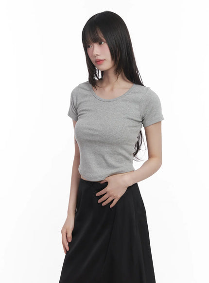 basic-u-neck-crop-tee-cu520 / Gray