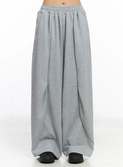 pin-tuck-balloon-fit-sweatpants-cj523 / Gray