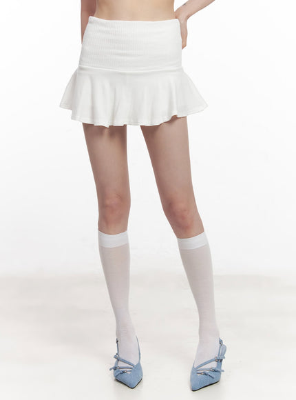 flared-ruffle-mini-skirt-cy520 / White