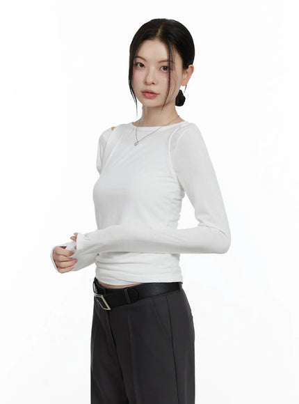chic-layered-long-sleeve-set-f502 / White