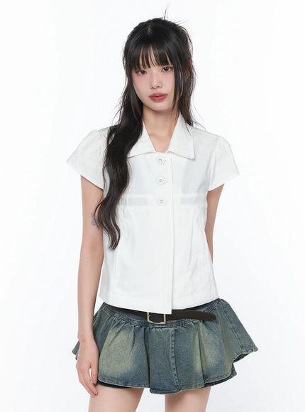 Tailored Button-Up Short Sleeve Shirt CA528