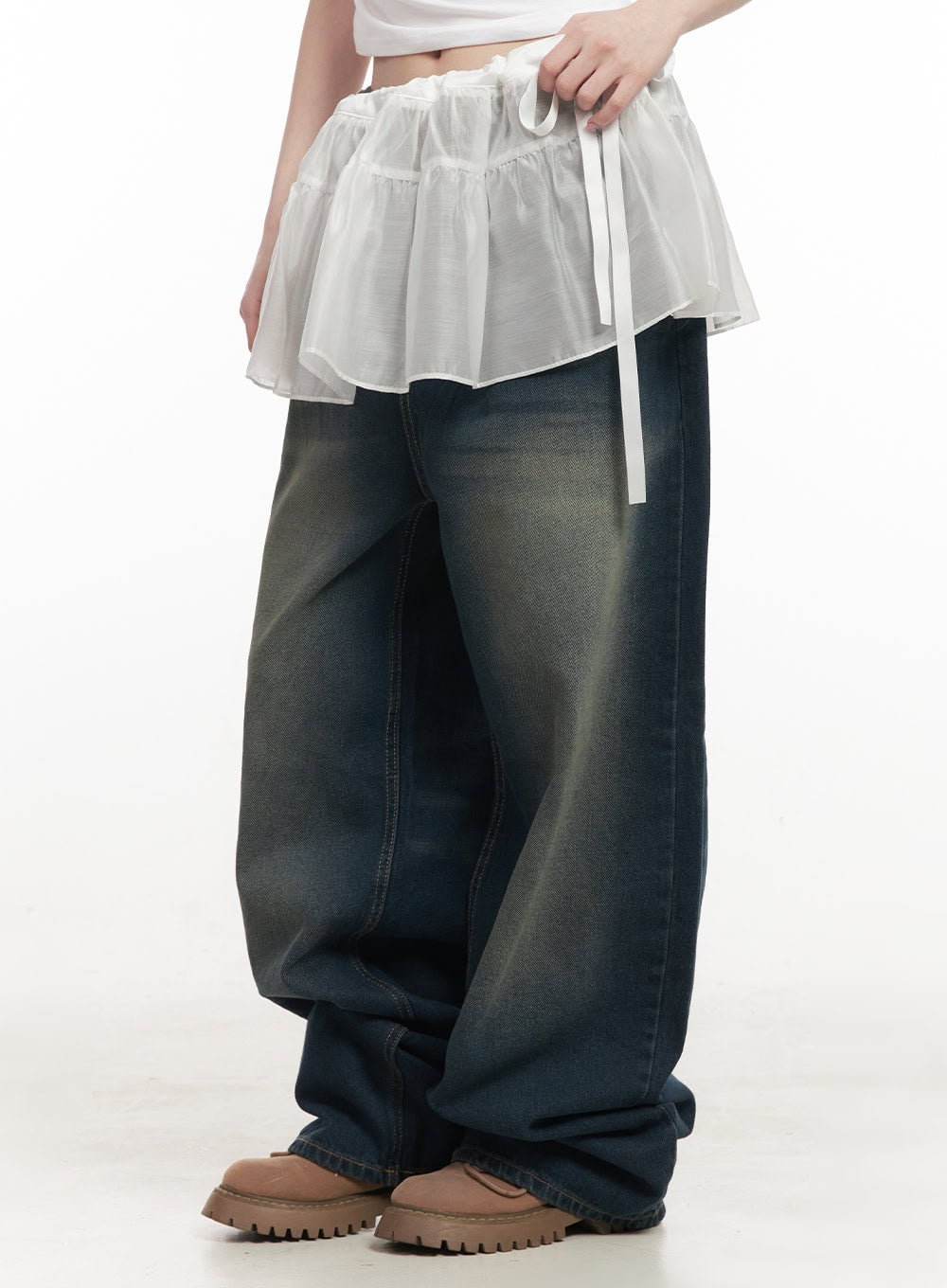 layered-shirring-sheer-mini-skirt-cf513