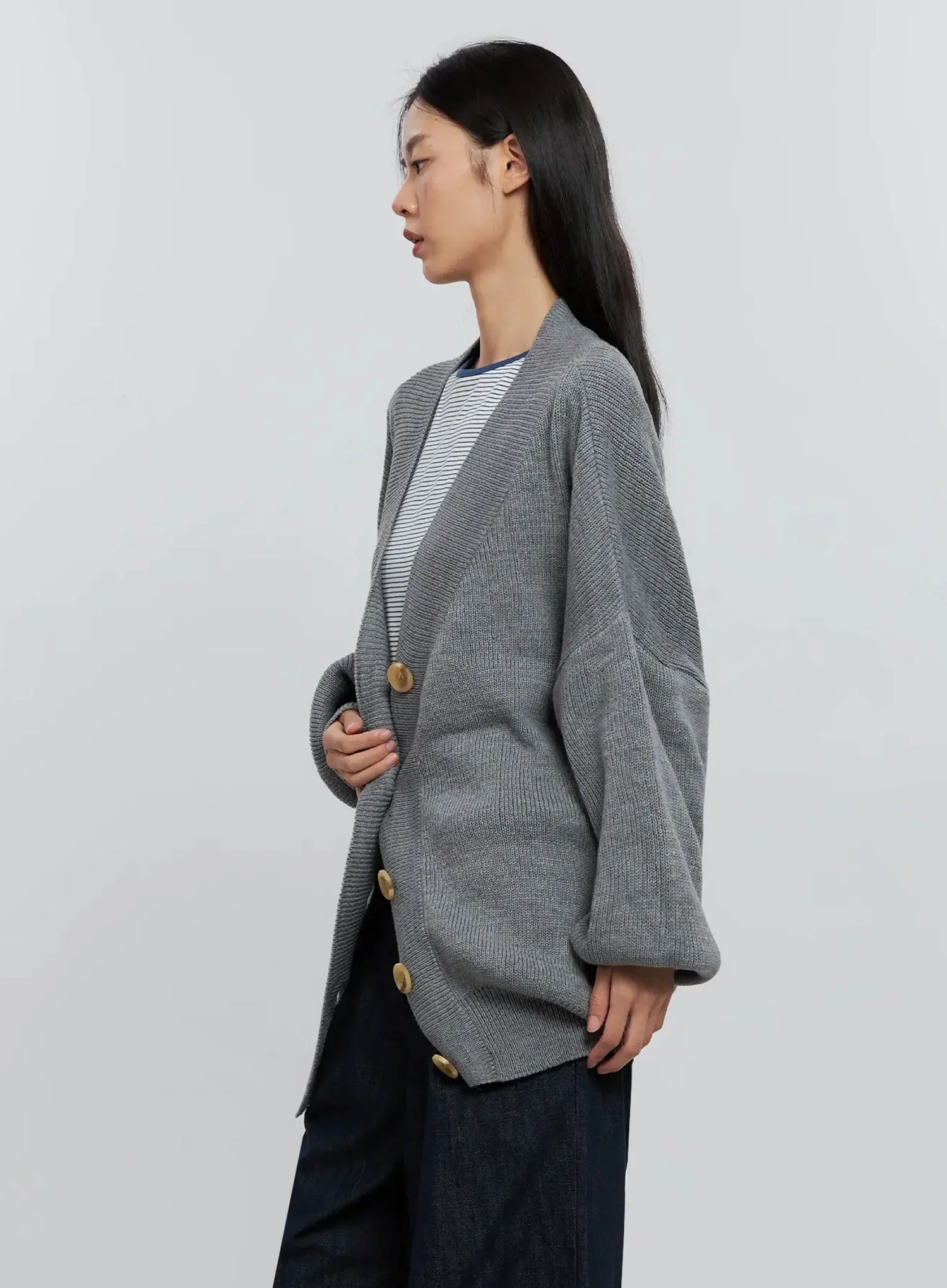 Ribbed Oversized Cardigan IS516