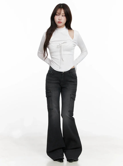 seowon-black-cargo-low-rise-bootcut-jeans-in514