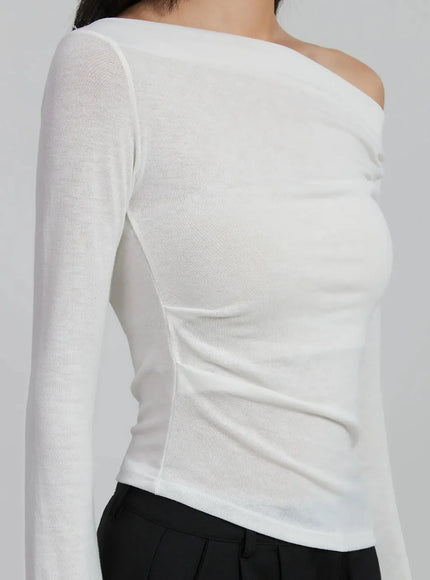 Sheer Off-Shoulder Long Sleeve Top ID516