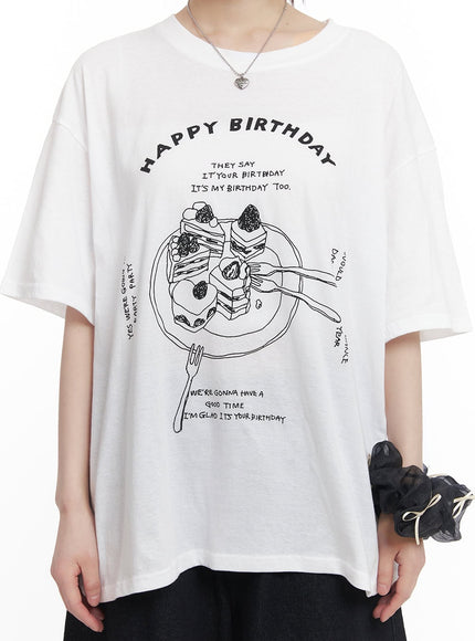 Birthday Graphic Oversized T-Shirt CF518