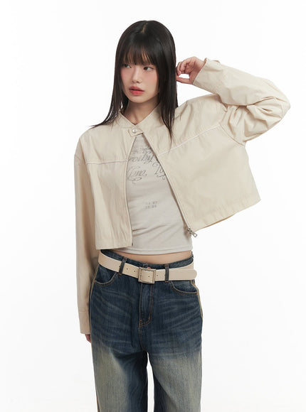 Nylon Zip-Up Cropped Jacket CF518