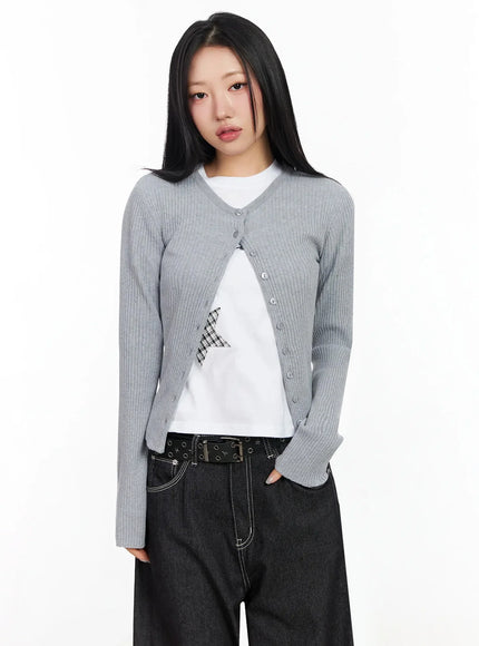 Ribbed Round Neck Cardigan CA513