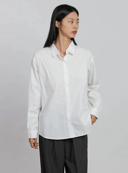 Basic Long Sleeve Button-Up Shirt ID516