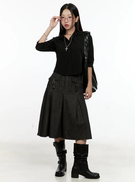 chic-black-buttoned-half-sleeve-top-cl531