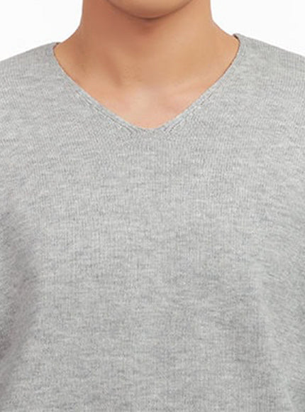 Men's Essential Gray V-Neck Sweater IF517