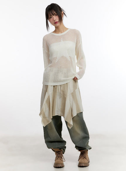 Star Mesh Knit Long-Sleeve Top CA508