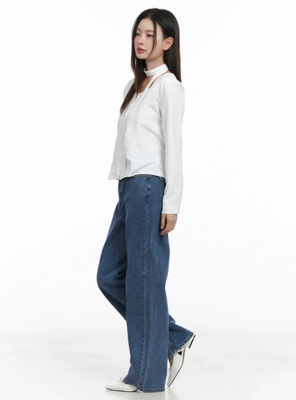Ashlyn High-Waist Fleece-Lined Wide-Leg Jeans CJ507