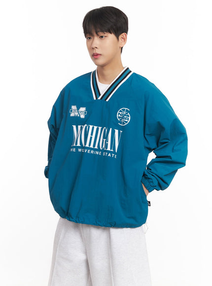 Men's Graphic V-Neck Windbreaker Sweatshirt  IM528