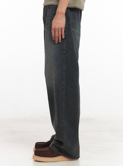 Men's Washed Wide-Leg Jeans IA511
