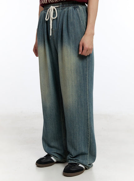 men-s-pintuck-denim-sweatpants-blue-iy529