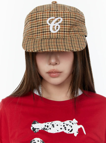plaid-initial-flap-cap-cy519
