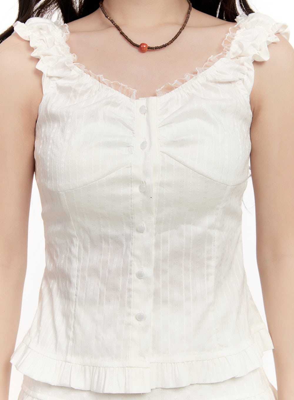 Lace Frill Sleeveless Blouse Top CM510