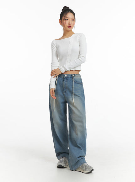 mid-waist-wide-leg-drawstring-jeans-cj429