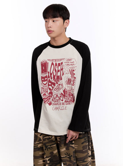 Men's Raglan Graphic Cotton Long Sleeve Tee IM512