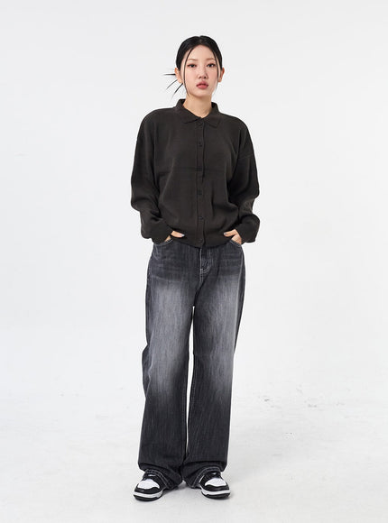 Wide Leg Black Jeans CM315