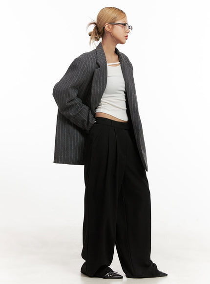 Wool-Blend Striped Oversized Blazer CJ508