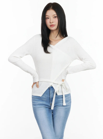 chic-v-neck-ribbed-knit-top-set-im524