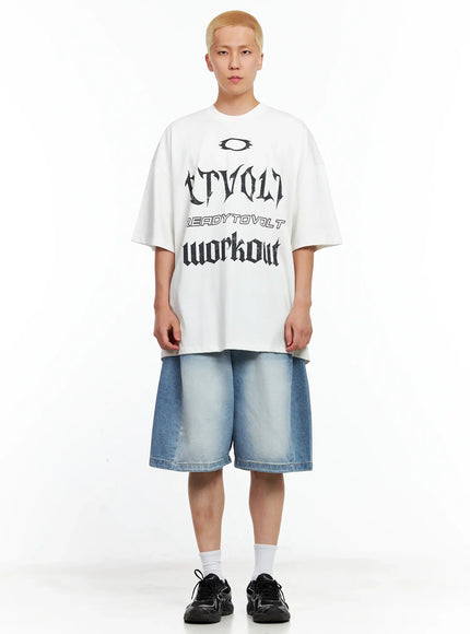 Men's Circle Bolt Oversized Graphic Tee IL514