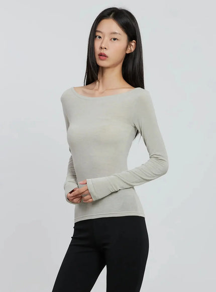 Boat Neck Long Sleeve Tee IO530
