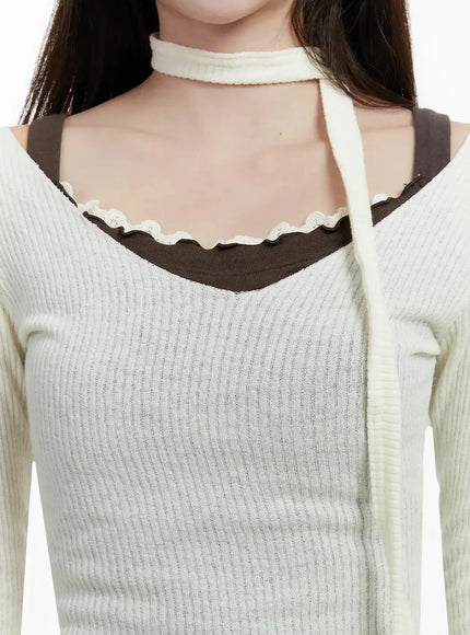 ribbed-v-neck-top-and-scarf-set-ij521