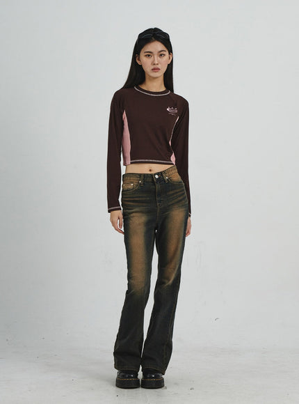 Vintage Washing Bootcut Jeans CD02