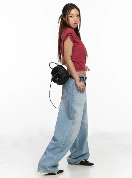 Yoko Lace Layered Wide Leg Jeans IY504