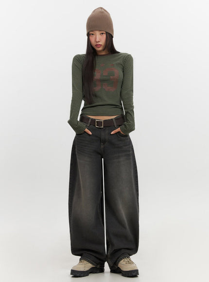 Skyla Washed Wide-Leg Baggy Jeans IF511