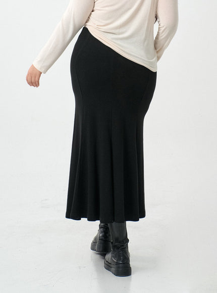 Plus Mermaid Line Long Bending Skirt IO06